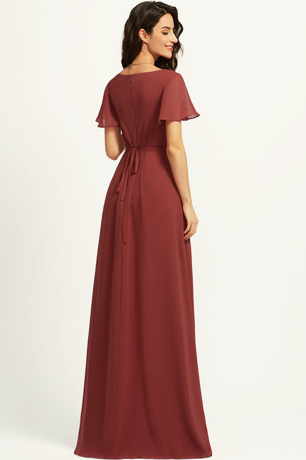Robe Trapèze Longue Beige Élégante - gallery 3