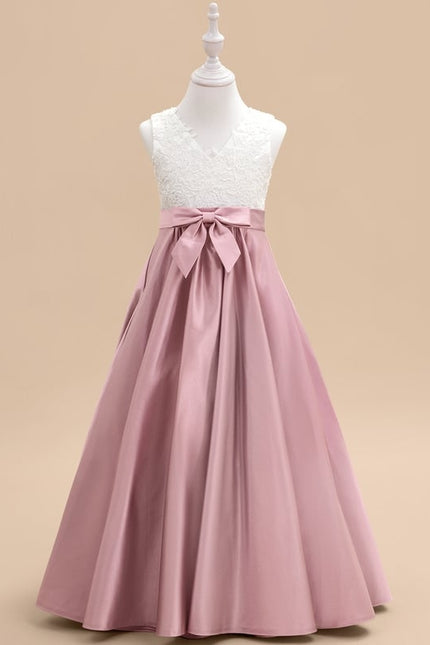 Robe Trapèze Mariage Enfant Satinée - gallery 1