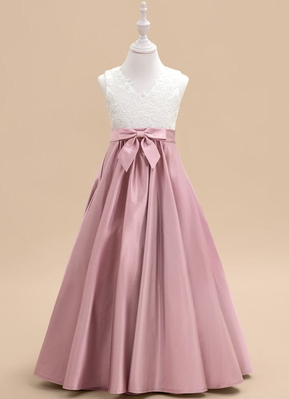 Robe Trapèze Mariage Enfant Satinée - gallery 1