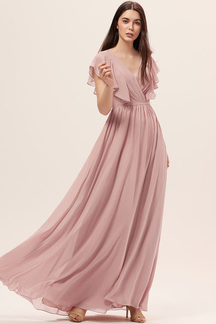 Robe Trapèze Longue Beige Élégante - gallery 2