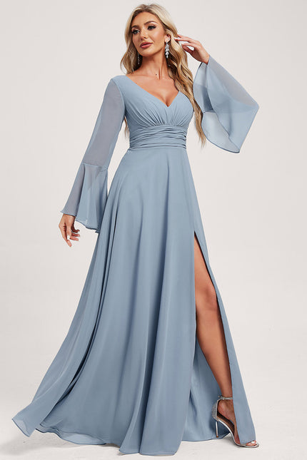 Robe Trapèze Longue Beige Élégante - gallery 2