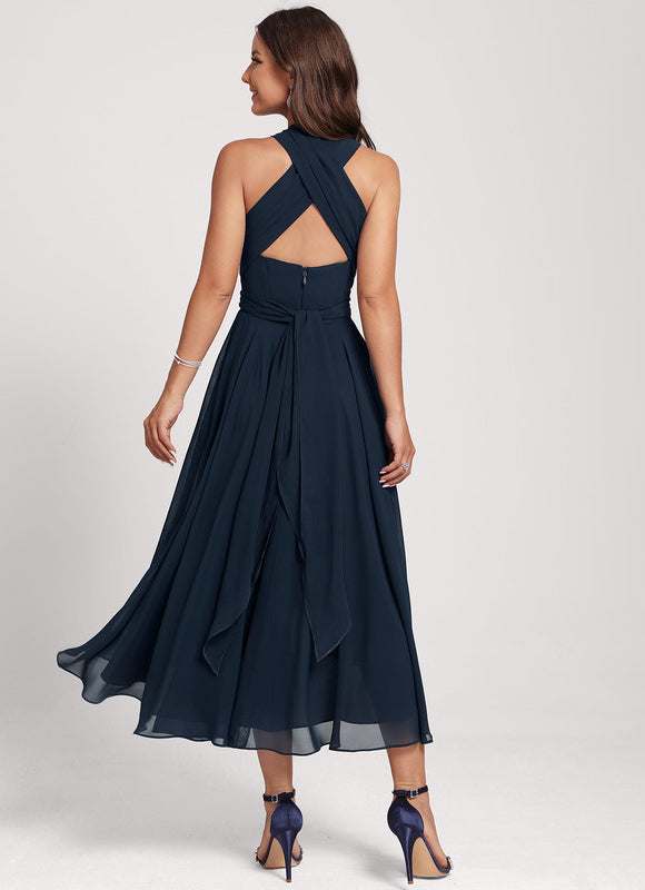 Robe Trapèze Mousseline Émeraude - gallery 7