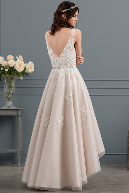 Robe Trapèze Lueur De Satin Rosé - gallery 4