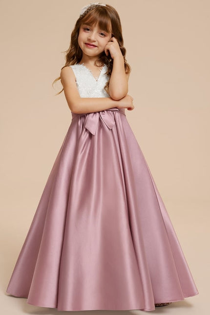 Robe Trapèze Mariage Enfant Satinée - gallery 9