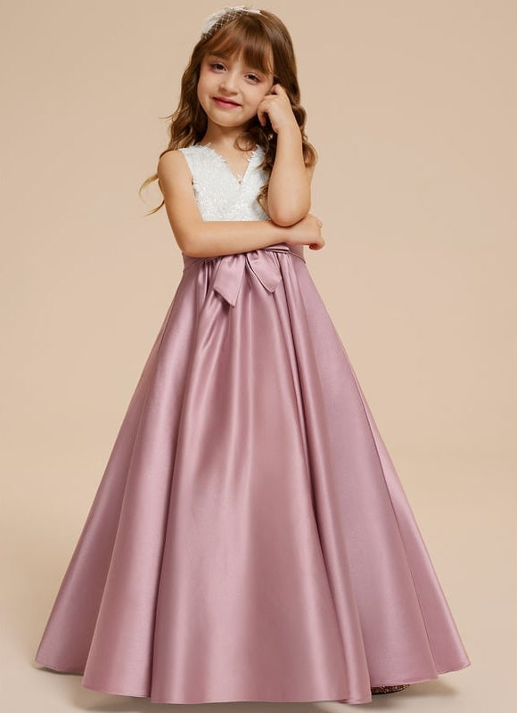 Robe Trapèze Mariage Enfant Satinée - gallery 9