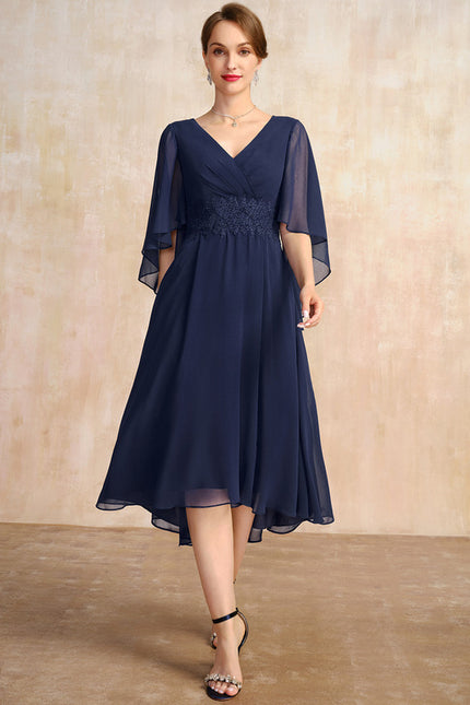 Robe Trapèze Chiffon Marine