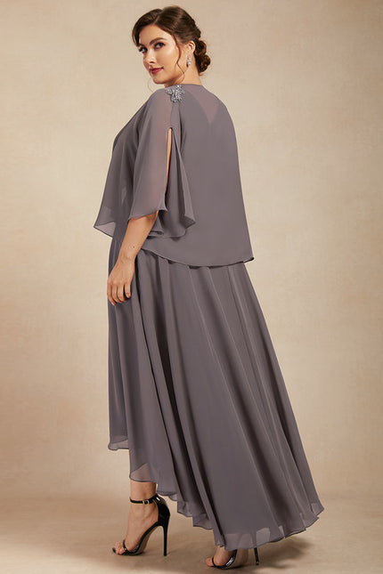 Robe Trapèze Gris Satiné Élégant - gallery 9