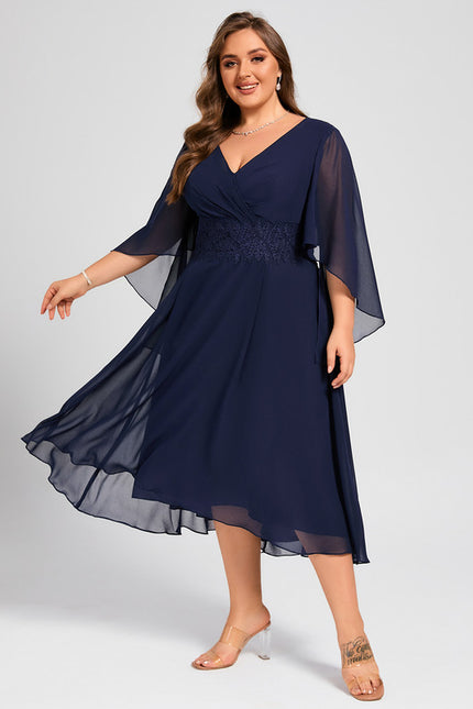 Robe Trapèze Chiffon Marine - gallery 8