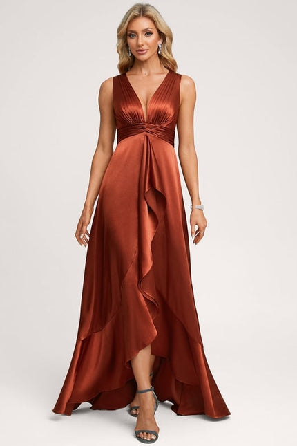 Robe Trapèze Satin Bleu Élégant - gallery 2