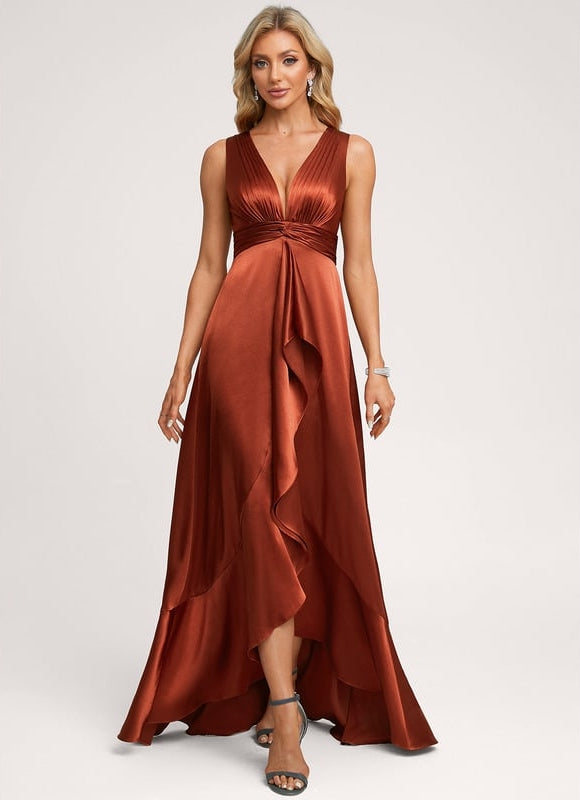 Robe Trapèze Satin Bleu Élégant - gallery 2