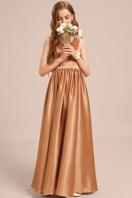 Robe Trapèze Satin Caramel - gallery 4