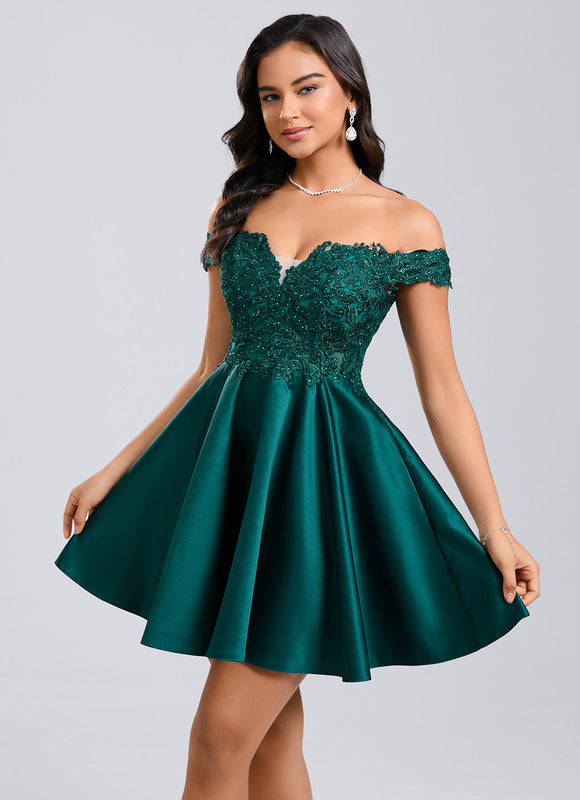 Robe Trapèze Éclat Émeraude Satiné - gallery 1
