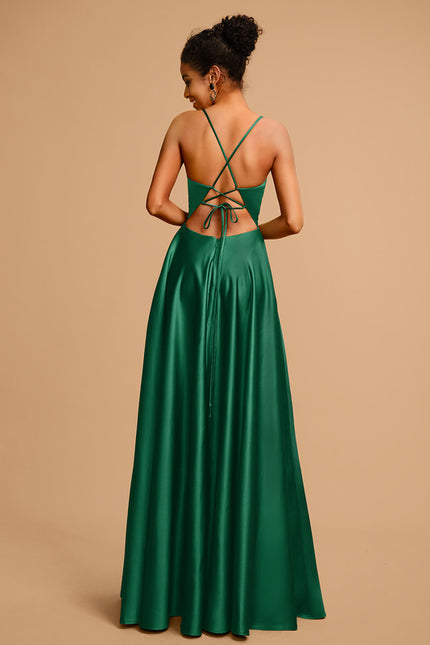 Robe Trapèze Éclat Satiné Doré - gallery 2