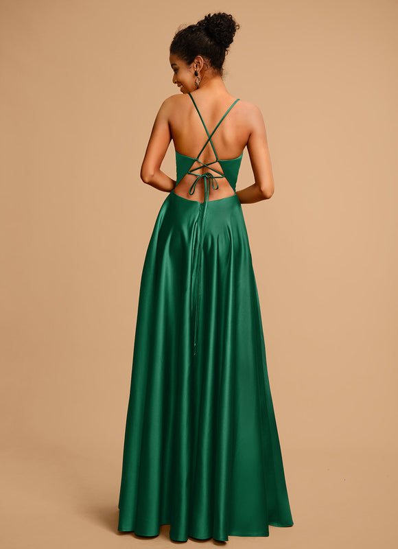Robe Trapèze Éclat Satiné Doré - gallery 2