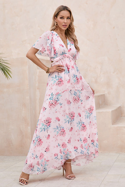 Robe Trapèze Fleur Rose Éthérée - gallery 6