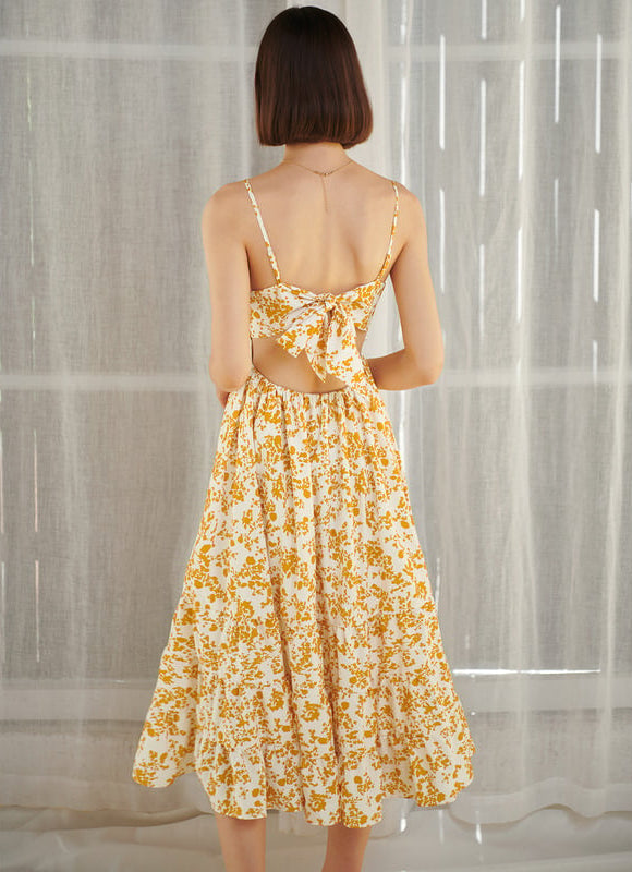 Robe Trapèze Jaune Florale - gallery 3