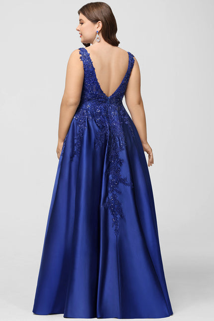 Robe Trapèze Satin Bleu Mystique - gallery 5