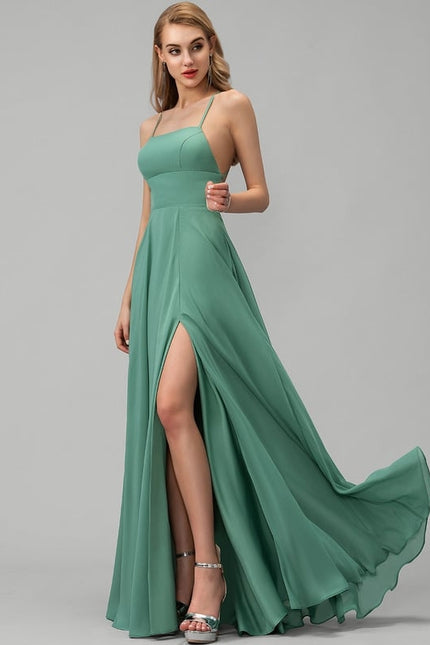 Robe Trapèze Bleue Soirée Longue Slit