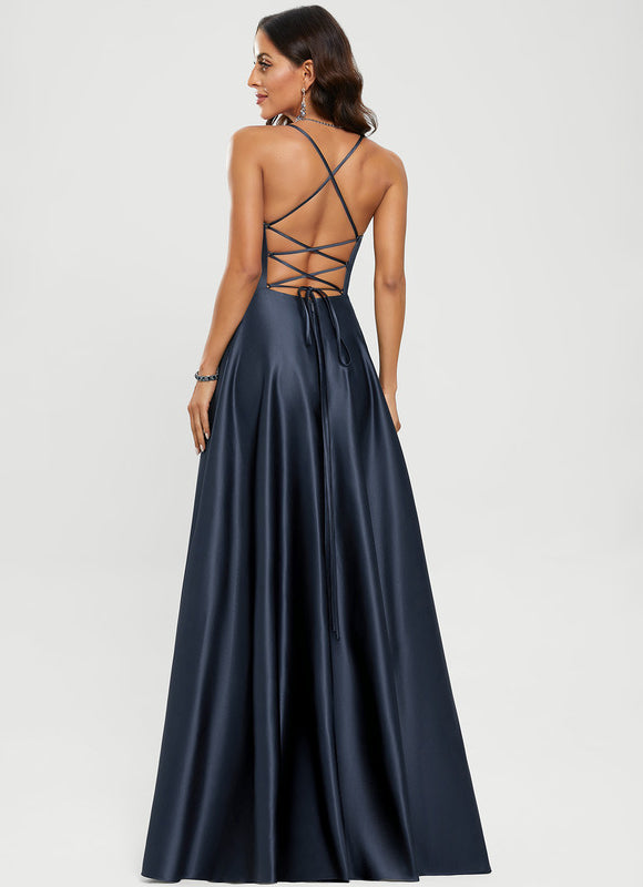 Robe Trapèze Éclat Satiné Doré - gallery 4