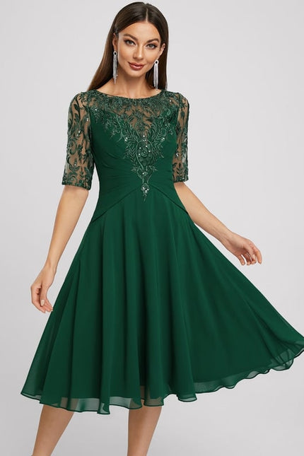 Robe Trapèze Cocktail Émeraude