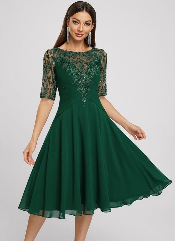 Robe Trapèze Cocktail Émeraude