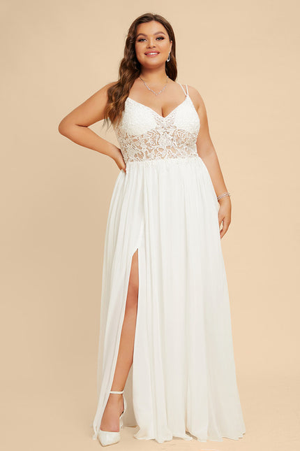 Robe Trapèze Blanche Dentelle Et Perles - gallery 5