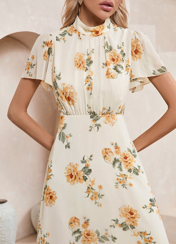 Robe Trapèze Fleur De Crème - gallery 4