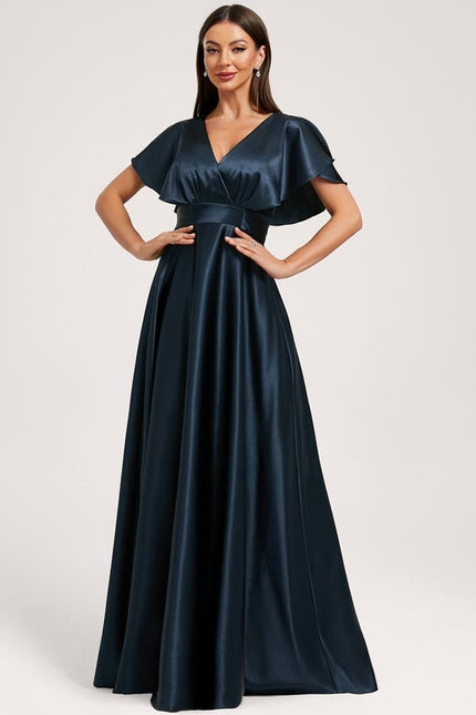 Robe Trapèze Satin Doré Élégante - gallery 4