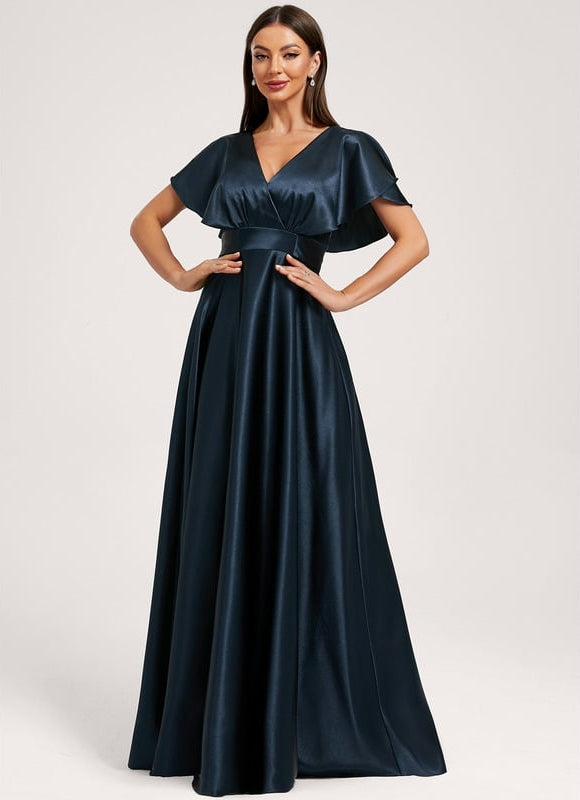 Robe Trapèze Satin Doré Élégante - gallery 4