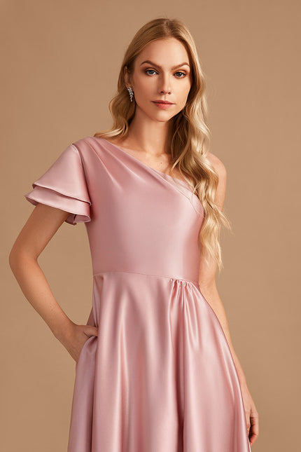 Robe Trapèze Rêve De Satin Rose - gallery 3
