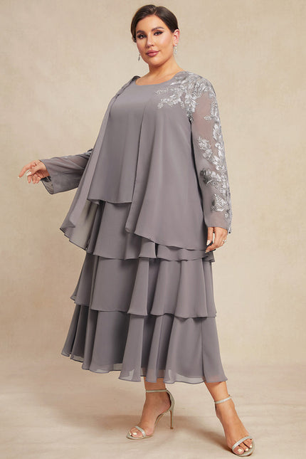 Robe Trapèze Grise Volante - gallery 8