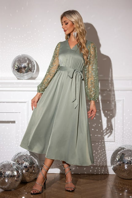 Robe Trapèze Lueur Émeraude - gallery 3