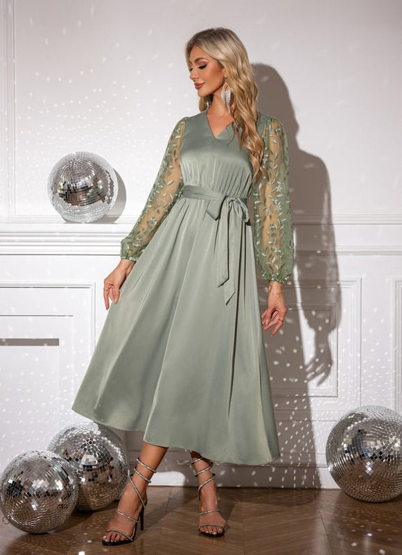 Robe Trapèze Lueur Émeraude - gallery 3
