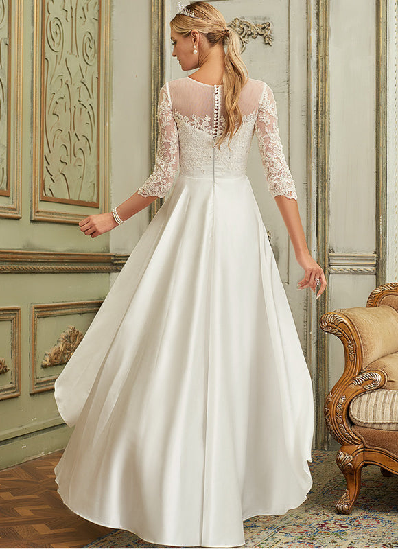 Robe Trapèze Élégance Dentelle Satinée - gallery 3