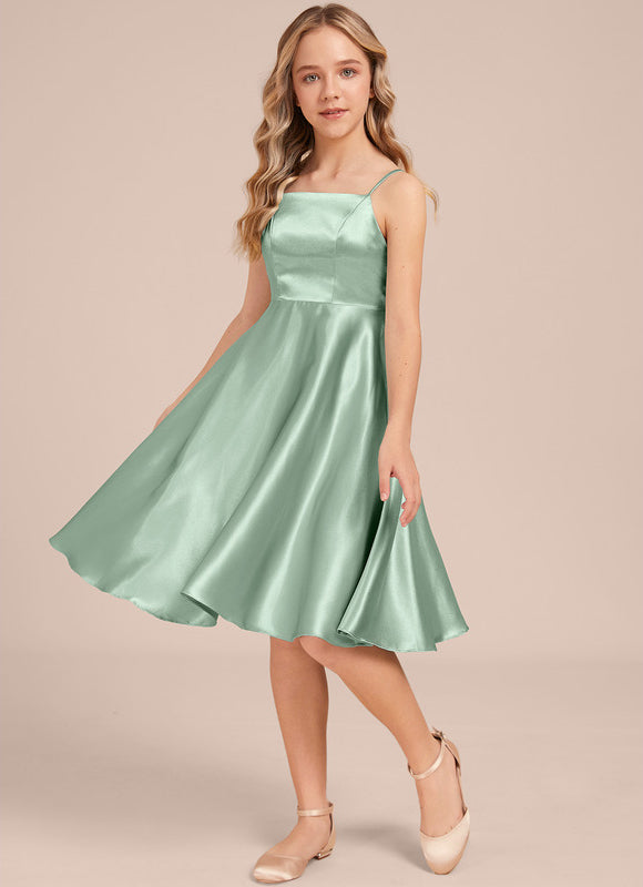 Robe Trapèze Satinée Menthe Douce - gallery 1