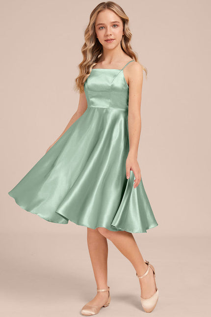 Robe Trapèze Satinée Menthe Douce - gallery 1