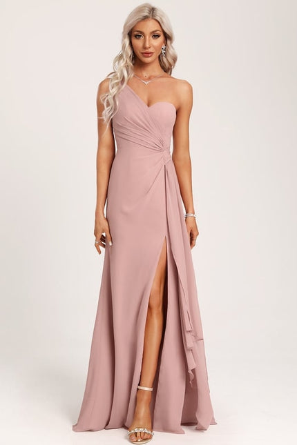 Robe Trapèze Asymétrique Beige - gallery 4