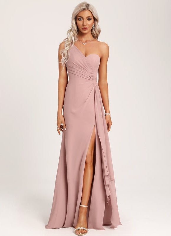 Robe Trapèze Asymétrique Beige - gallery 4