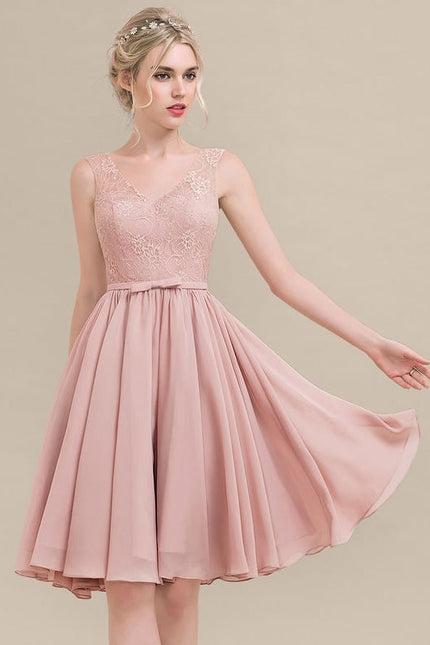Robe Trapèze Rose Pastel Dentelle Mousseline