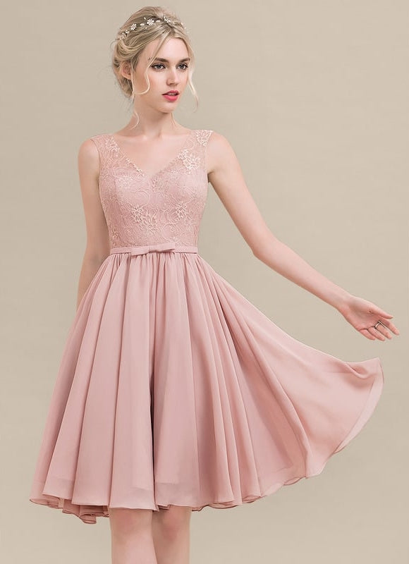 Robe Trapèze Rose Pastel Dentelle Mousseline