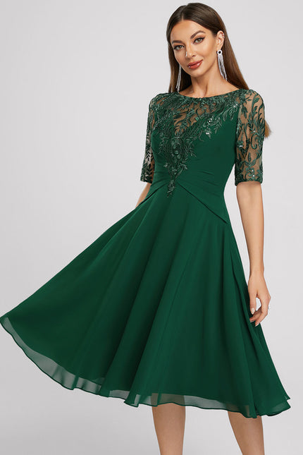 Robe Trapèze Cocktail Émeraude - gallery 5