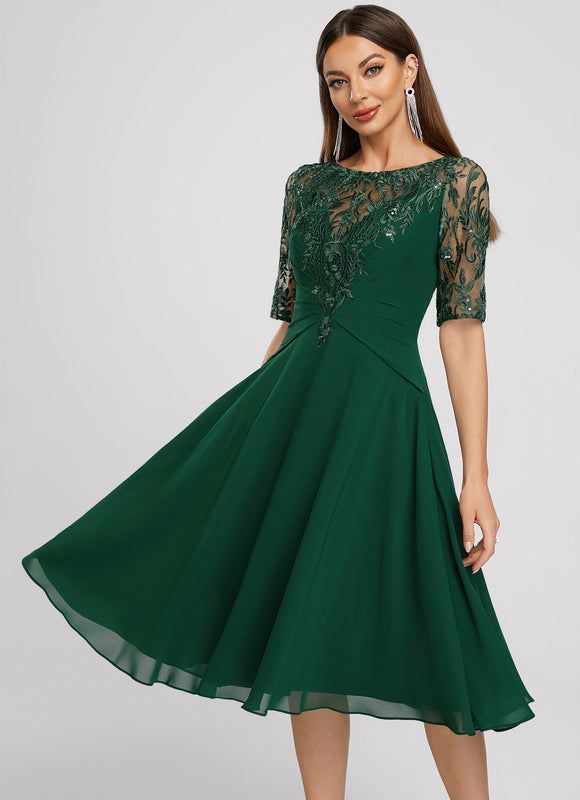 Robe Trapèze Cocktail Émeraude - gallery 5