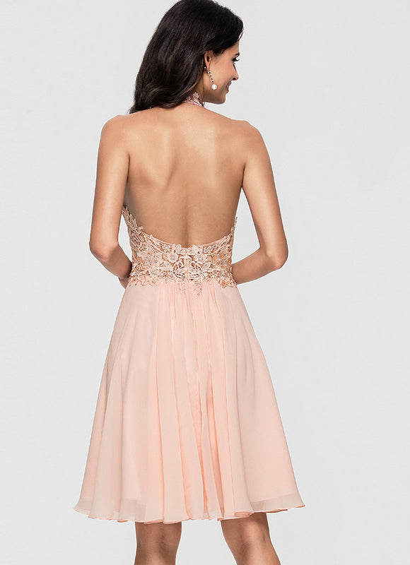 Robe Trapèze Éclat Pêche Rosée - gallery 2