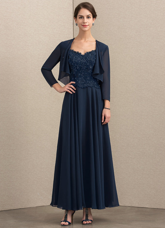 Robe Trapèze Verte En Mousseline Et Dentelle - gallery 1