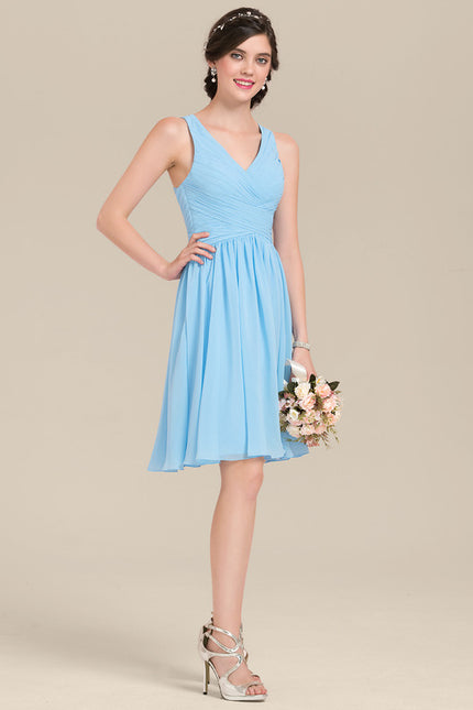 Robe Trapèze Bleu Vaporeux Chic - gallery 2