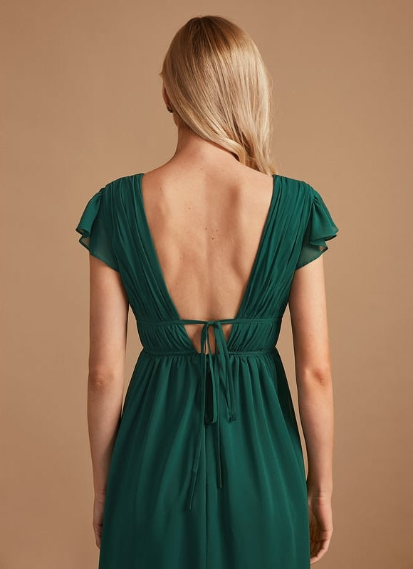 Robe Trapèze Longue Beige Élégante - gallery 7