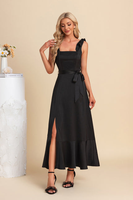 Robe Trapèze Noir Élégance Satinée - gallery 2