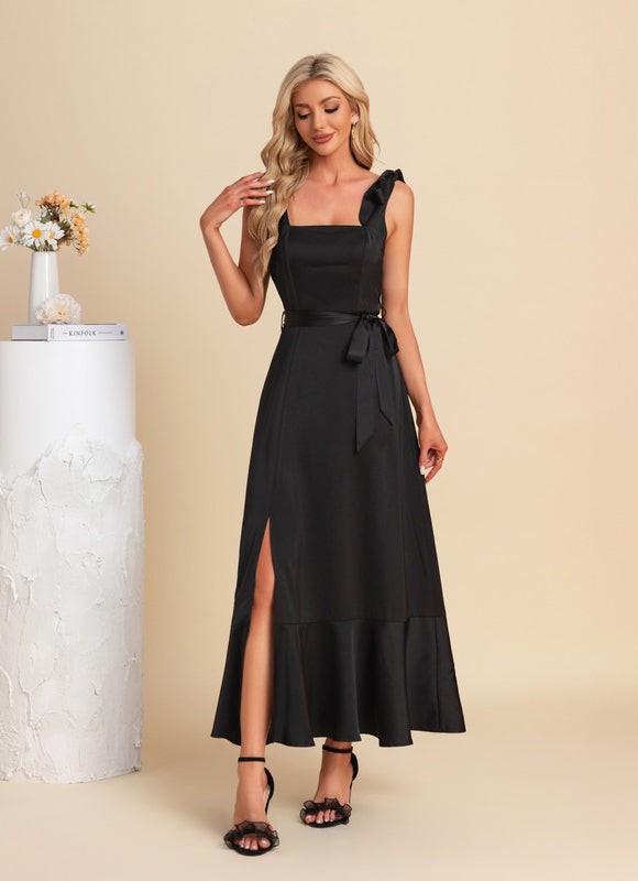 Robe Trapèze Noir Élégance Satinée - gallery 2