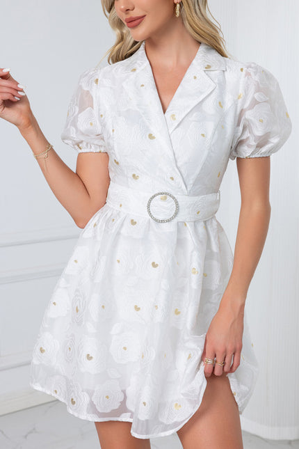 Robe Trapèze Écrue Fleurie - gallery 4