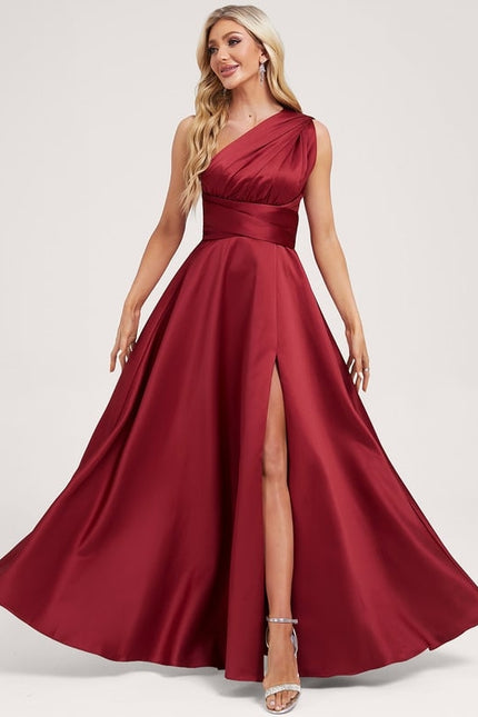 Robe Trapèze Satin Rouge Profond - gallery 3